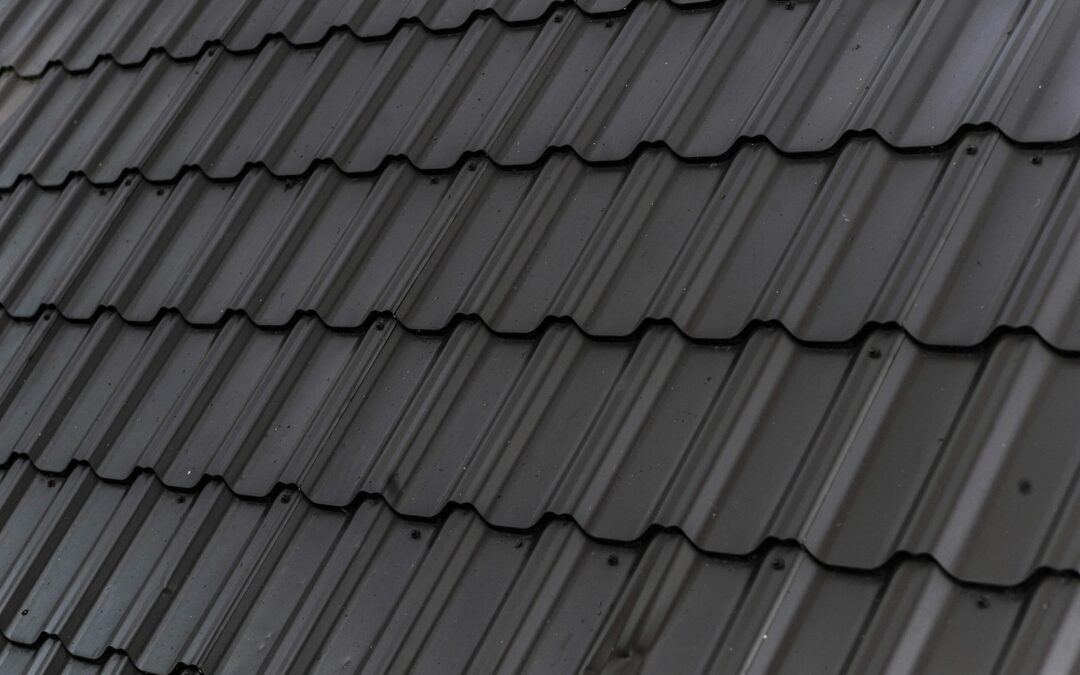 a close up of a roof with a black shinnel